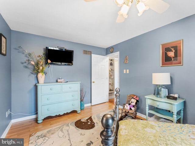 bedroom with light hardwood / wood-style floors