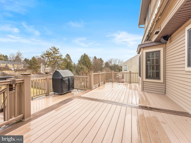 deck featuring grilling area