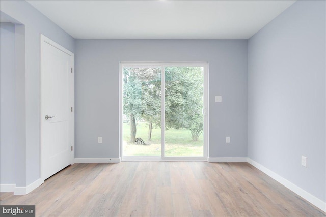 unfurnished room featuring light hardwood / wood-style floors and a healthy amount of sunlight