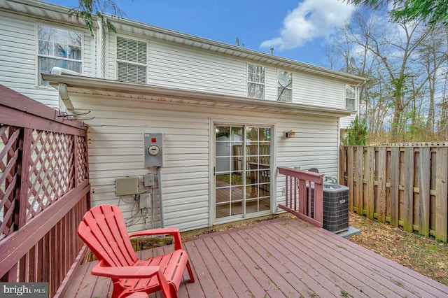 wooden deck with cooling unit