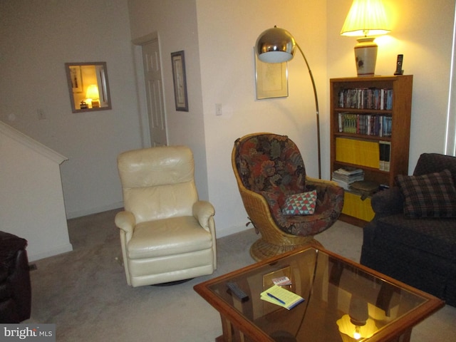 living room featuring carpet