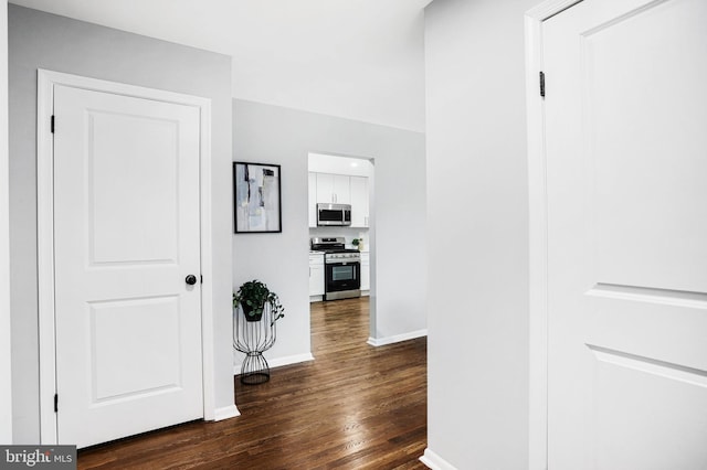 corridor featuring dark hardwood / wood-style flooring