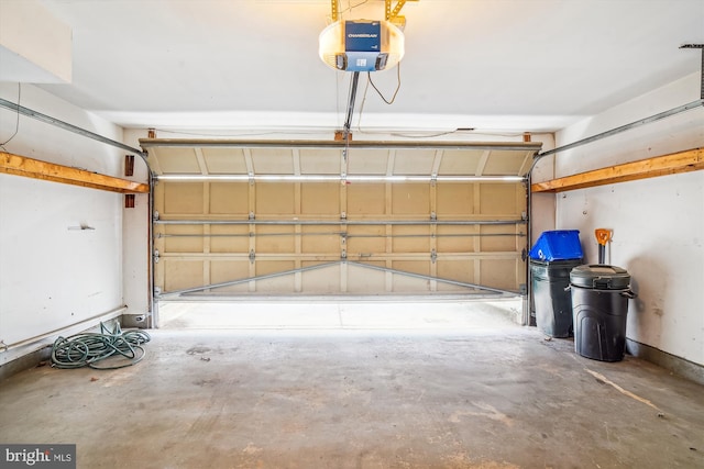 garage with a garage door opener