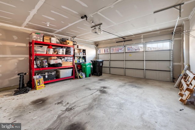 garage with a garage door opener