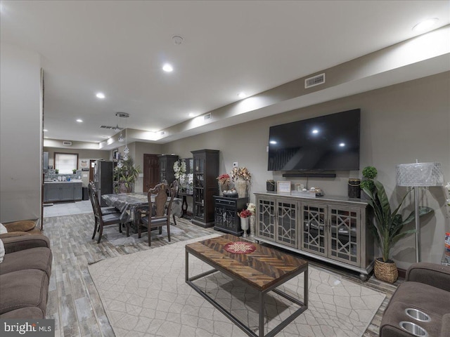 living room featuring light hardwood / wood-style floors