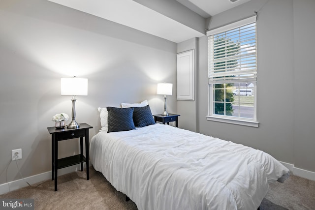 bedroom featuring carpet flooring and baseboards