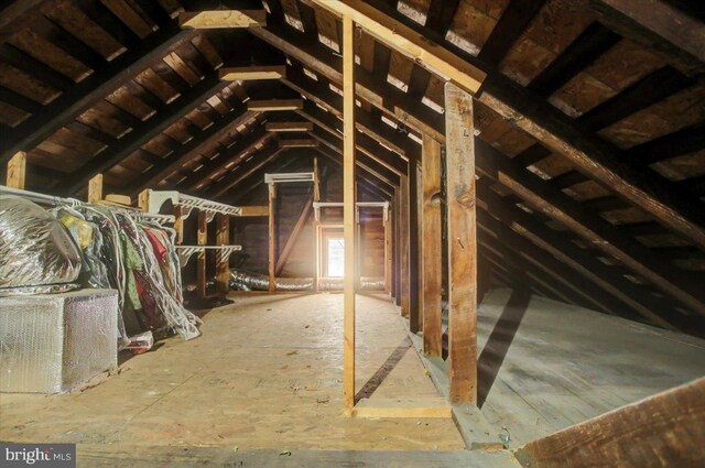 view of unfinished attic