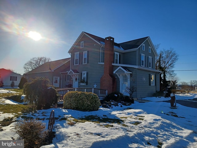 view of front facade with a deck