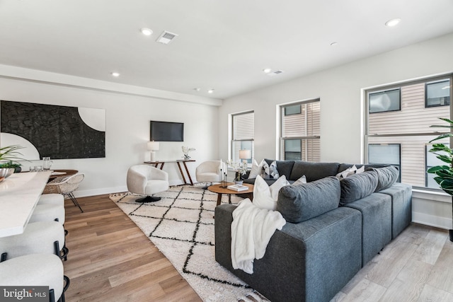 living room featuring light hardwood / wood-style floors