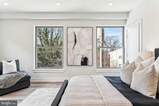 bedroom with hardwood / wood-style floors