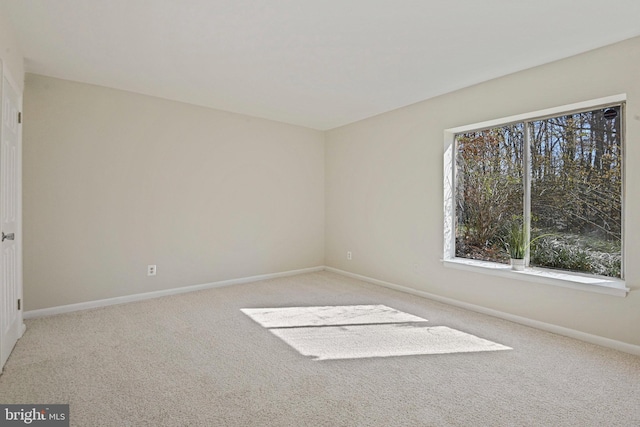 spare room with carpet floors and baseboards