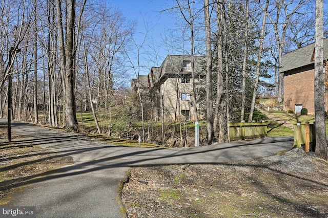 view of road featuring aphalt driveway