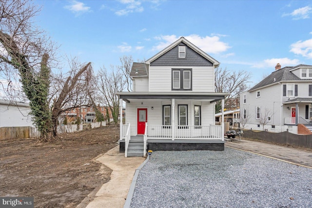 front facade featuring covered porch