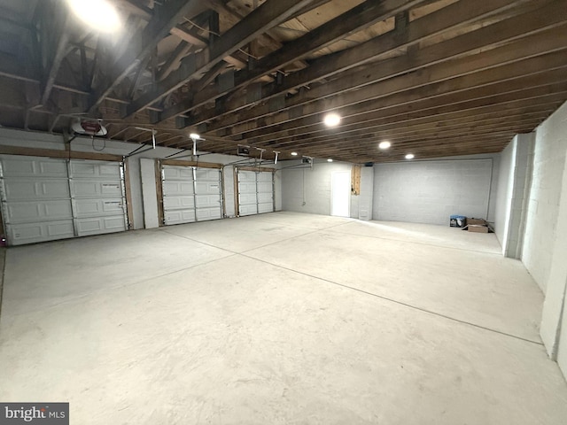 garage with a garage door opener