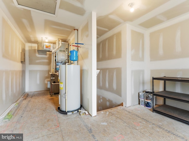 utility room with water heater