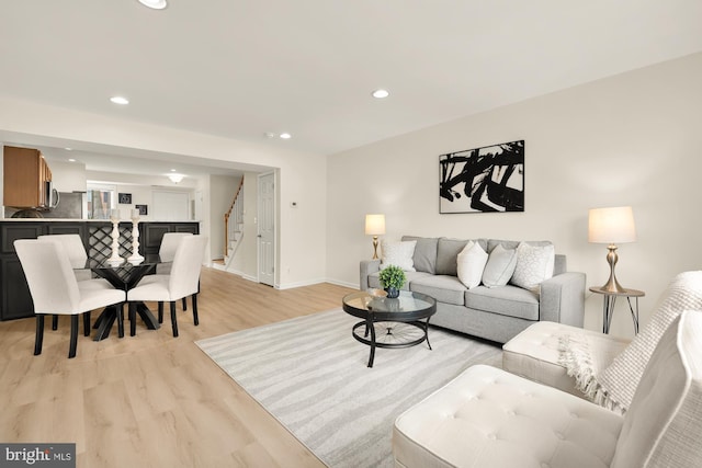 living room featuring light wood-type flooring