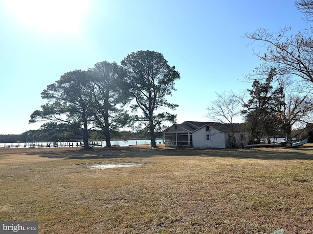 exterior space featuring a water view