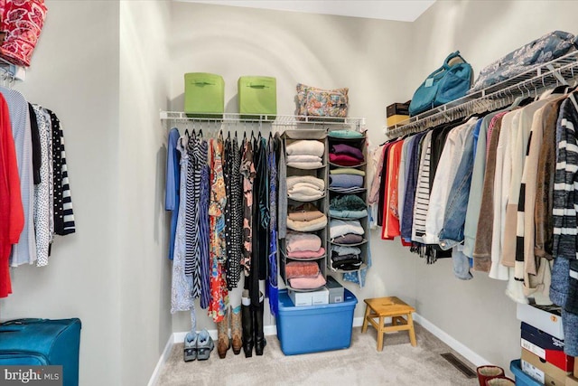 spacious closet with carpet flooring