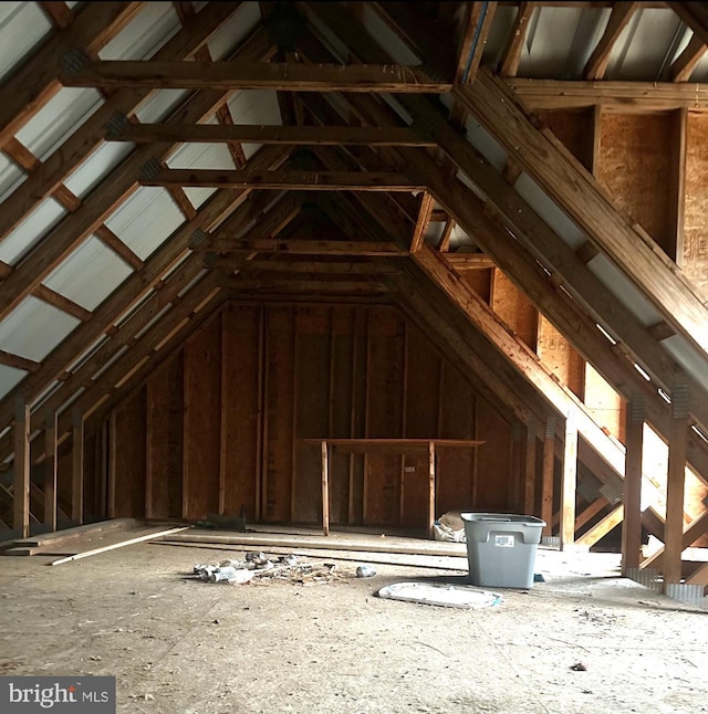 view of unfinished attic