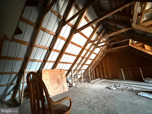 view of unfinished attic