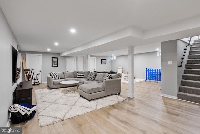 living room featuring light hardwood / wood-style flooring