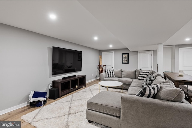 living room with hardwood / wood-style floors