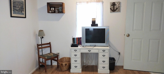 home office featuring light hardwood / wood-style flooring