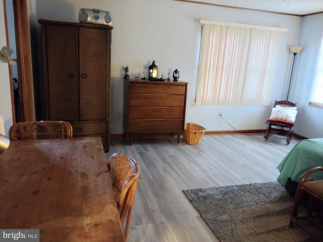 bedroom featuring multiple windows and hardwood / wood-style flooring