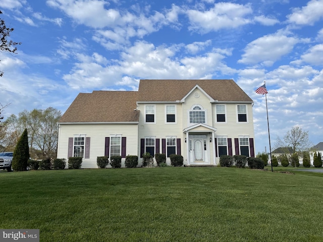 colonial house with a front lawn