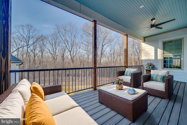 659 Waterside Dr, Harpers Ferry, WV 25425 - wooden terrace featuring ceiling fan and an outdoor living space
