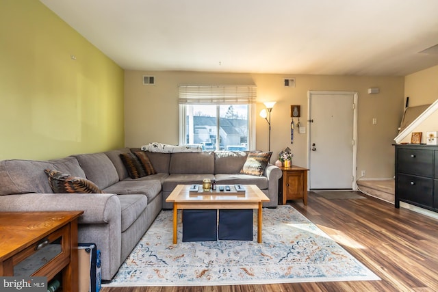 living room featuring hardwood / wood-style flooring