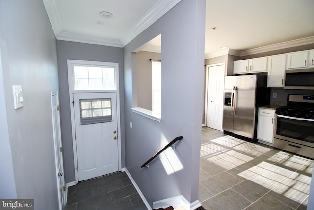 interior space featuring crown molding