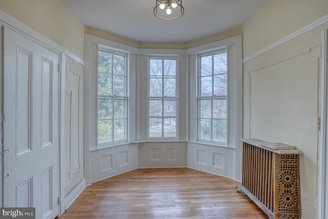 interior space with light hardwood / wood-style floors and a wealth of natural light