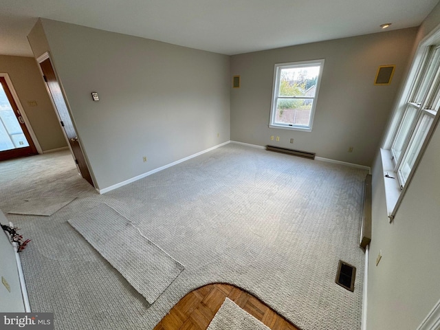 empty room with a baseboard radiator