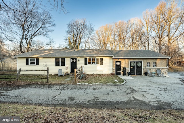 view of single story home