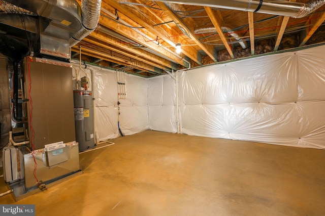 basement with electric water heater