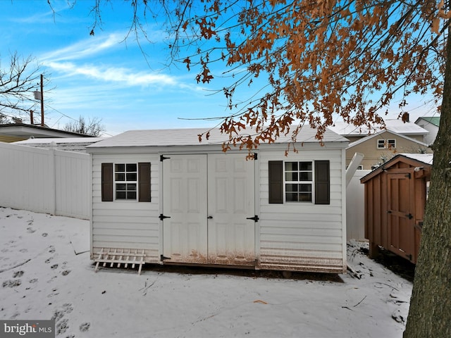 view of snow covered structure