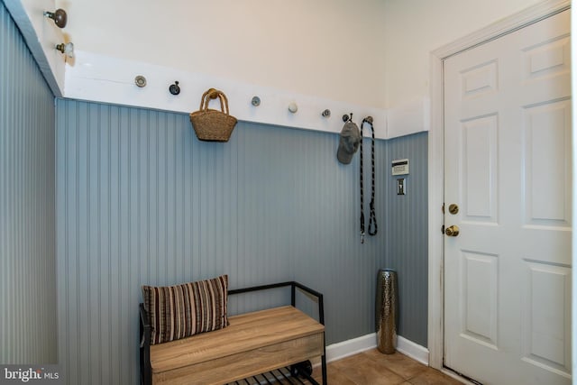 mudroom featuring light tile patterned floors