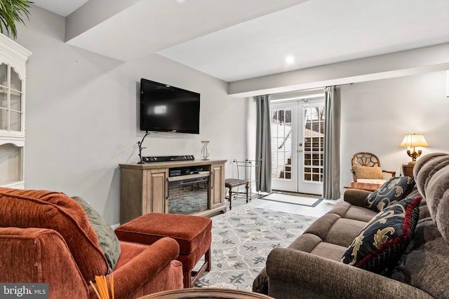 living room featuring french doors