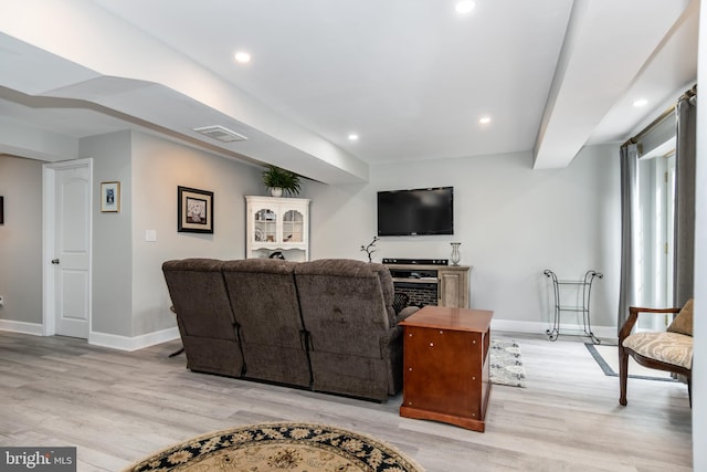 living room featuring light hardwood / wood-style flooring