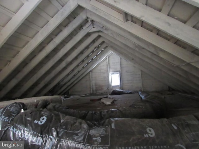 view of unfinished attic