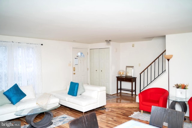 living room featuring wood-type flooring