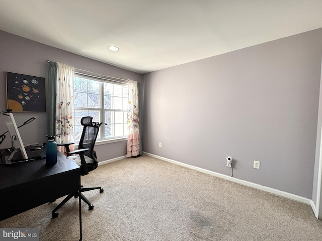 view of carpeted office space