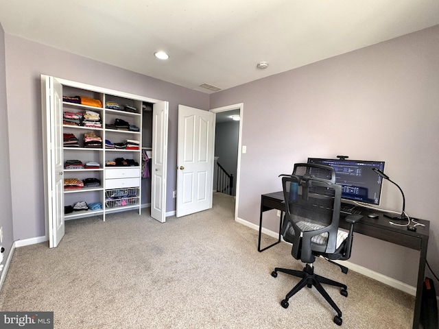 home office featuring carpet