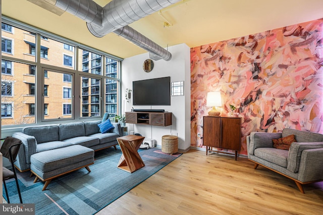 living room featuring light hardwood / wood-style floors