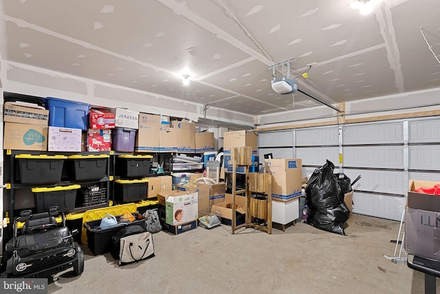 storage room with a garage