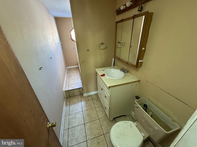 bathroom with vanity, tile patterned floors, and toilet