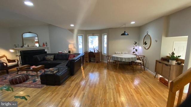 living room featuring light wood-type flooring