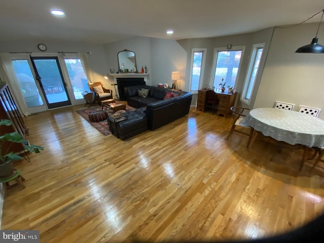 living room featuring light hardwood / wood-style floors