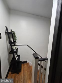 staircase featuring hardwood / wood-style floors